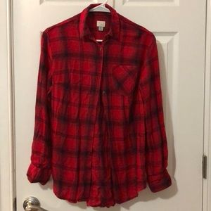 Size XS plaid button up red and black